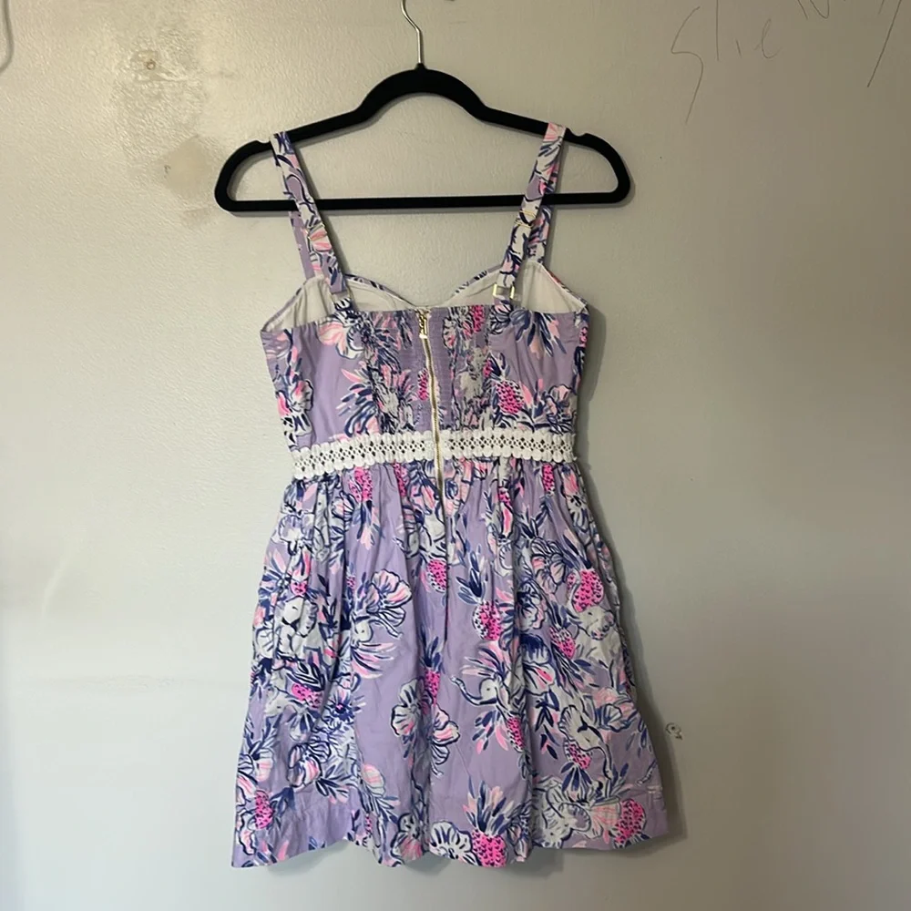 Lilly Pulitzer Devyn Dress Verbena Trunks in the Air Print Fit Flare Sundress 2